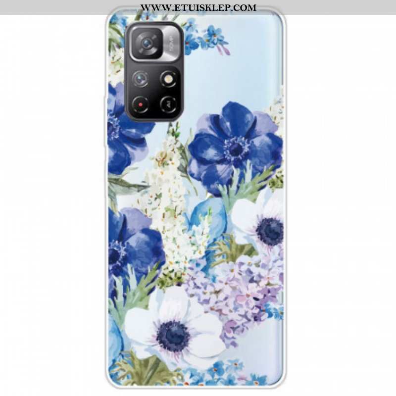 Futerały do Poco M4 Pro 5G Akwarela Niebieskie Kwiaty